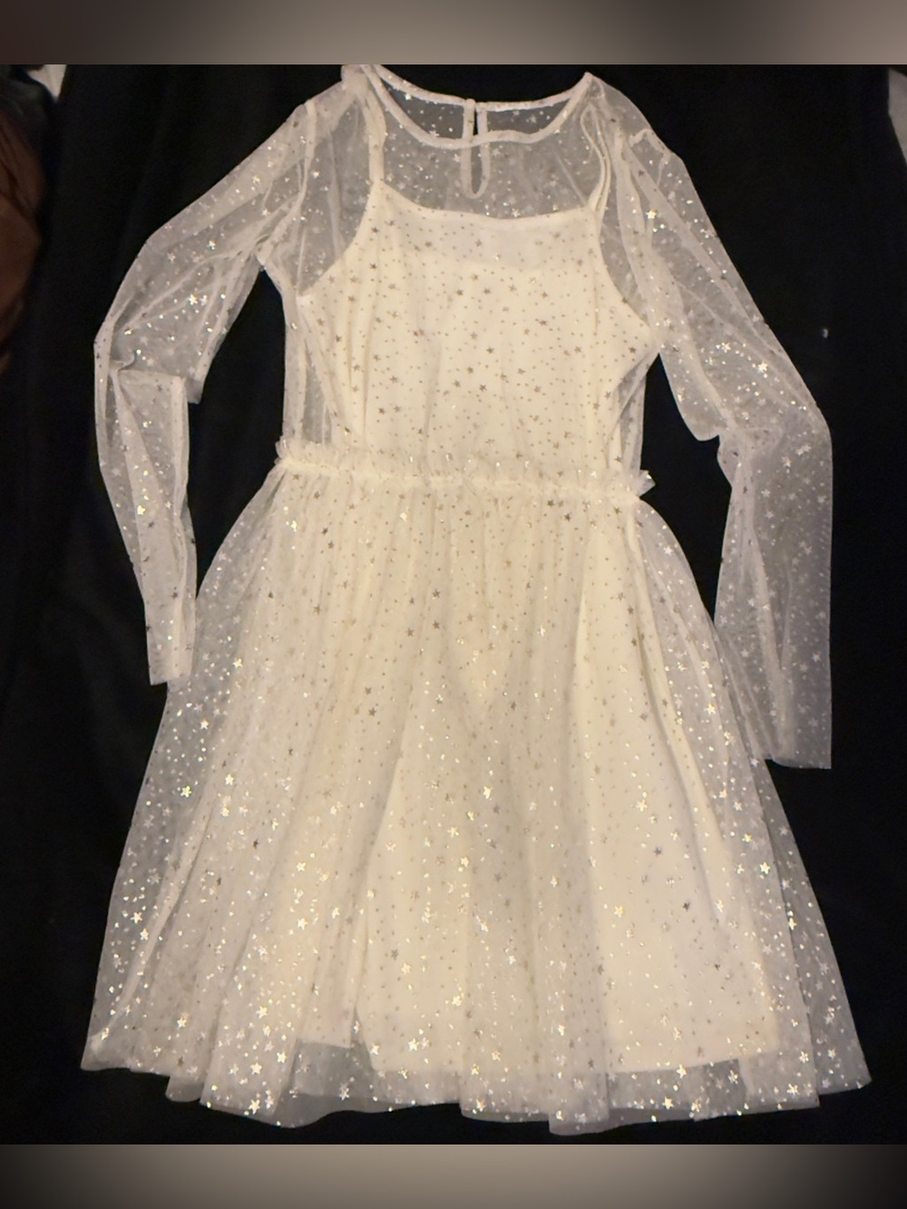 Girls' Sparkle White Star Tulle Dress